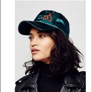 Free People Silk Embroidered Baseball Hat